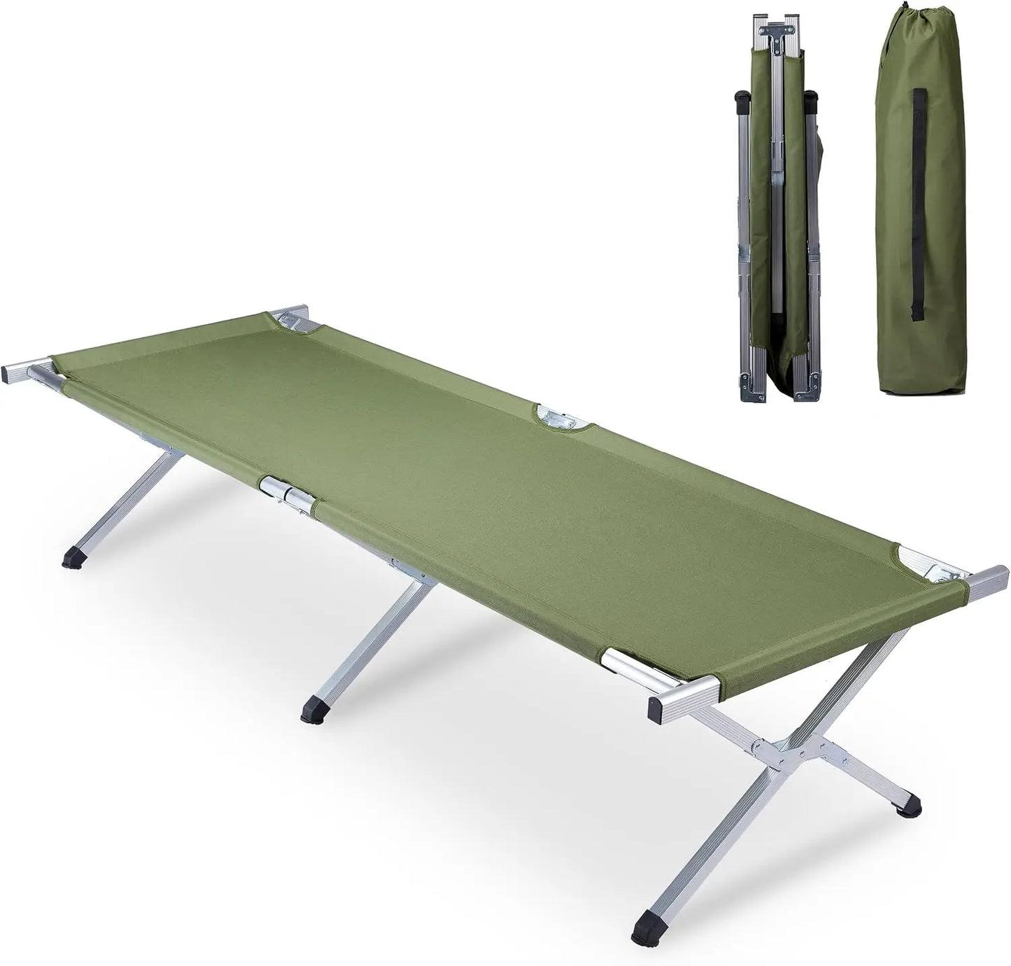 25" Wide Folding Camping Cot with Carry Bag for Adults, Heavy Duty 330lbs Capacity, Instant Setup Portable Travel Bed, Compact Lightweight for Camping Guest Backyard Office
