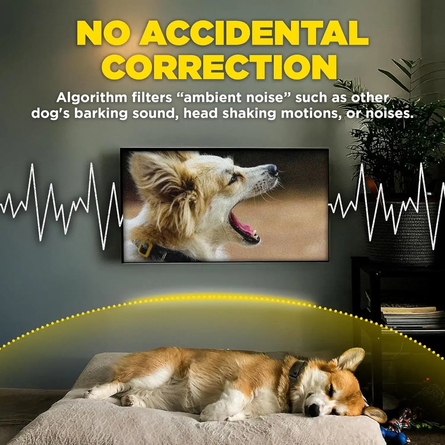 Smart NO BARK Detects Whining and Barking, 33 ft Range App for Notifications, E-Collar, Behavior Report, Waterproof