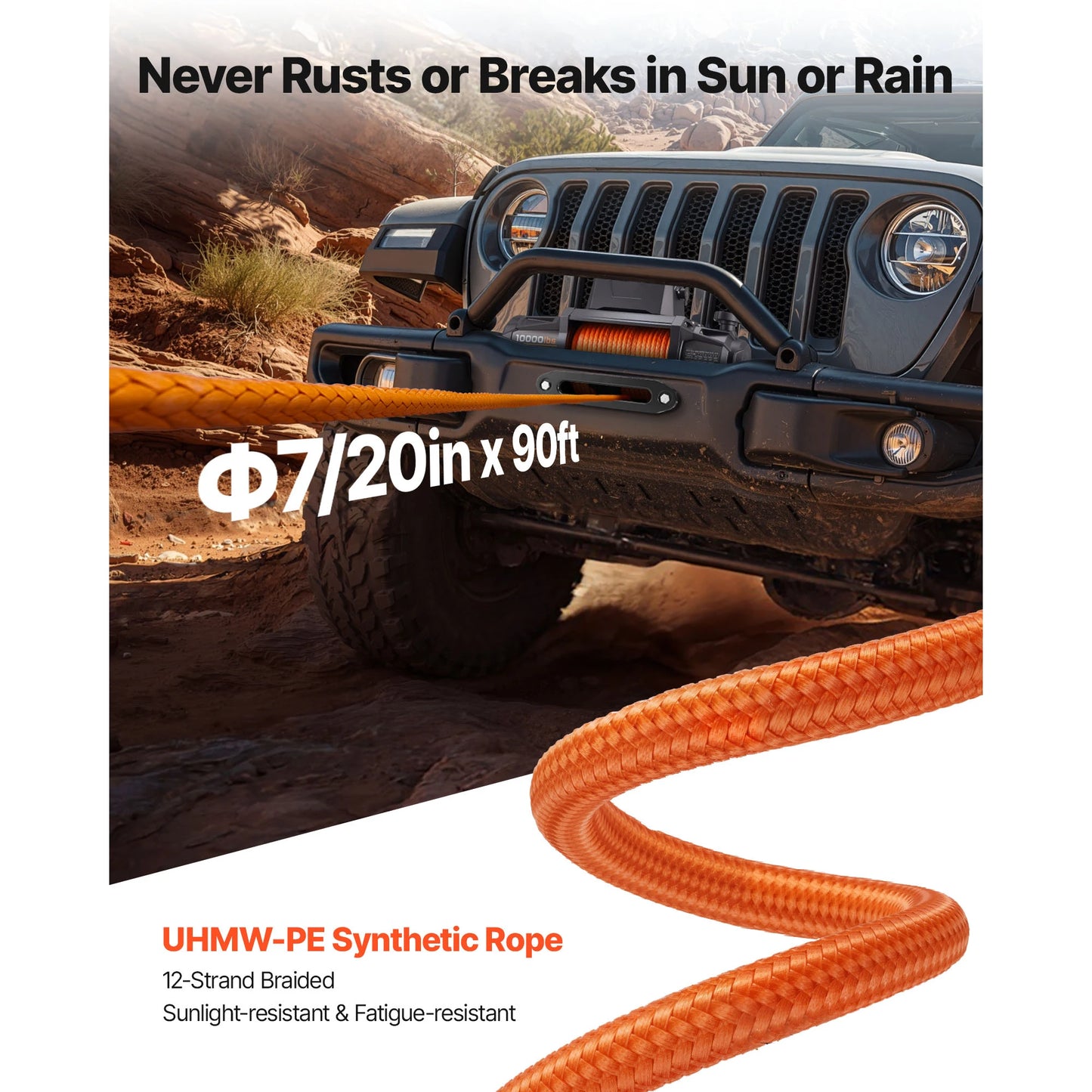 10000/12000/13500 lbs Electric Winch 12V DC Truck Car Winch with 90 ft Synthetic Rope for Towing Off-Road SUV Jeep
