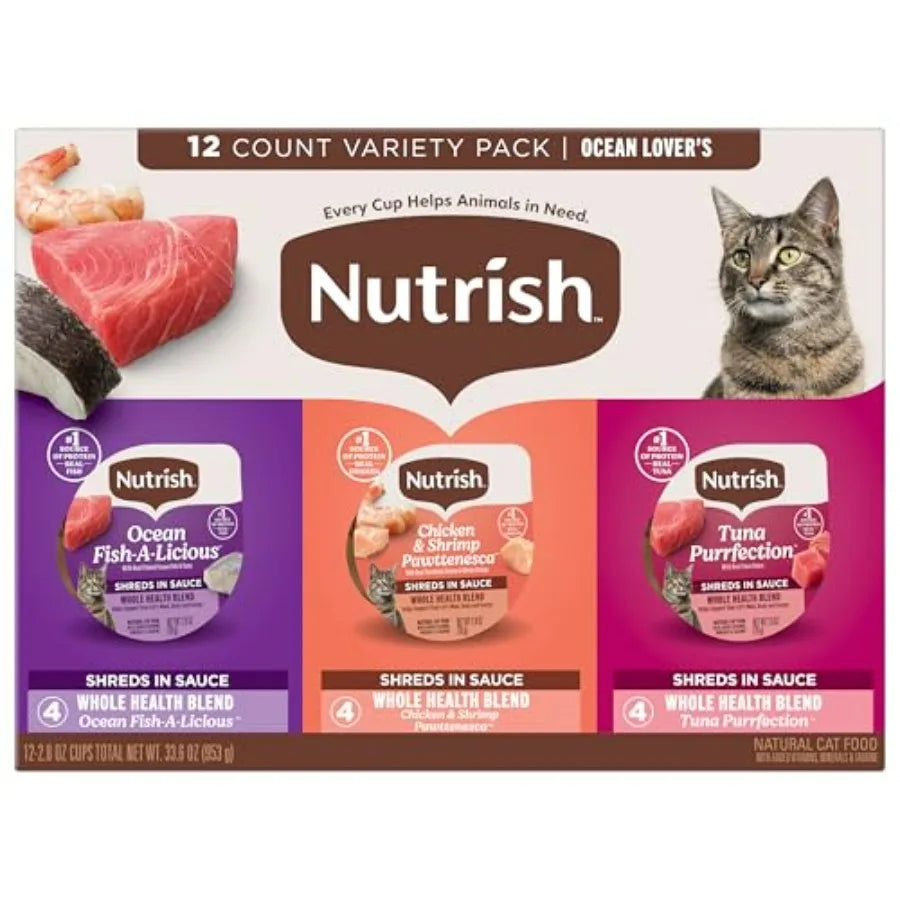 Grain-Free Ocean Lover's Whole Health Blend Variety Pack Wet Cat Food. Cup, 12 Count