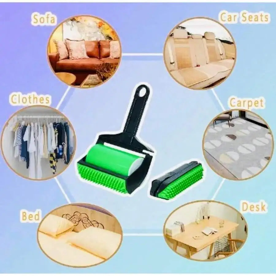 Squeaky Dog Chew Toys Set: 2 Cow Shapes With Rope, Grooming Brush And Lint Roller
