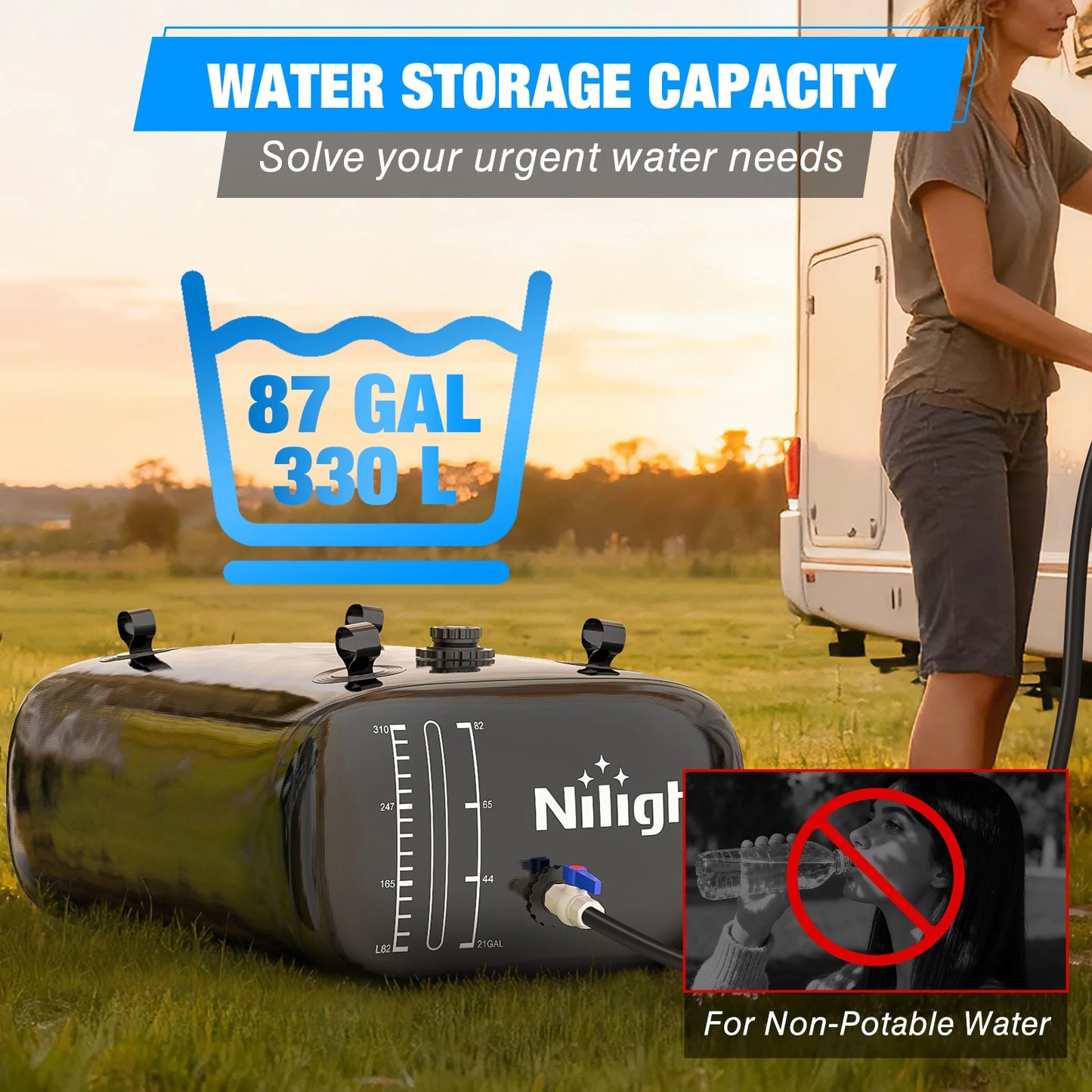 RV Tanks Car Travel 330L Water Storage Bladder RV Potable Water Bladder Tank Camping Hand Wash Holding Tank For Camper Boat