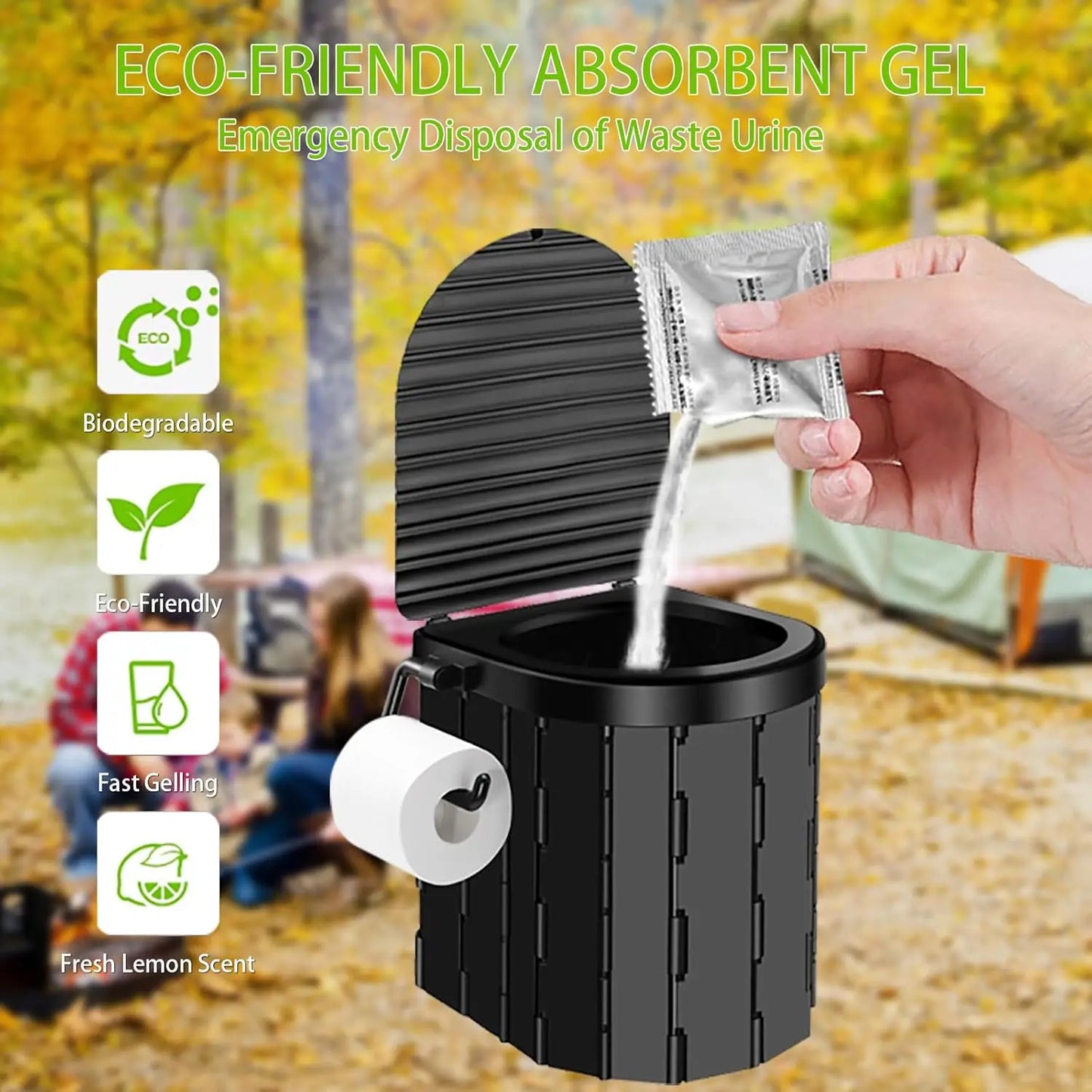 Portable Toilet Kit with Pop-Up Privacy Tent, Camping Toilet and Shower Tent, Washable Outdoor Changing Room