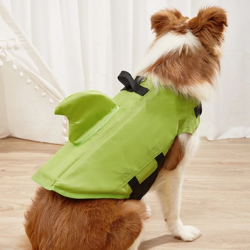 Dog Life Vest Summer Adjustable Pet Shark Swimsuit Enhanced Buoyancy Swimming Jacket Dog Safety Clothes for Medium Large Dogs