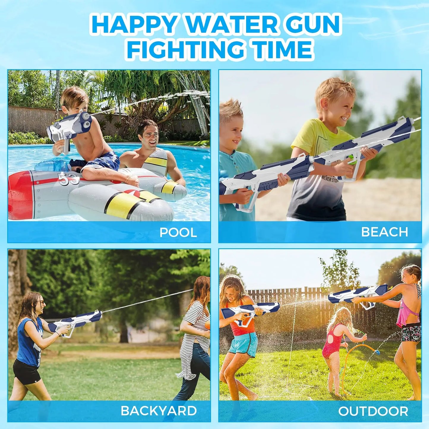 Electric Water Gun Squirt Pistol Space Battle Guns Children Pool Beach Outdoor Party Fight Shooting Toys for Boys Kid Games