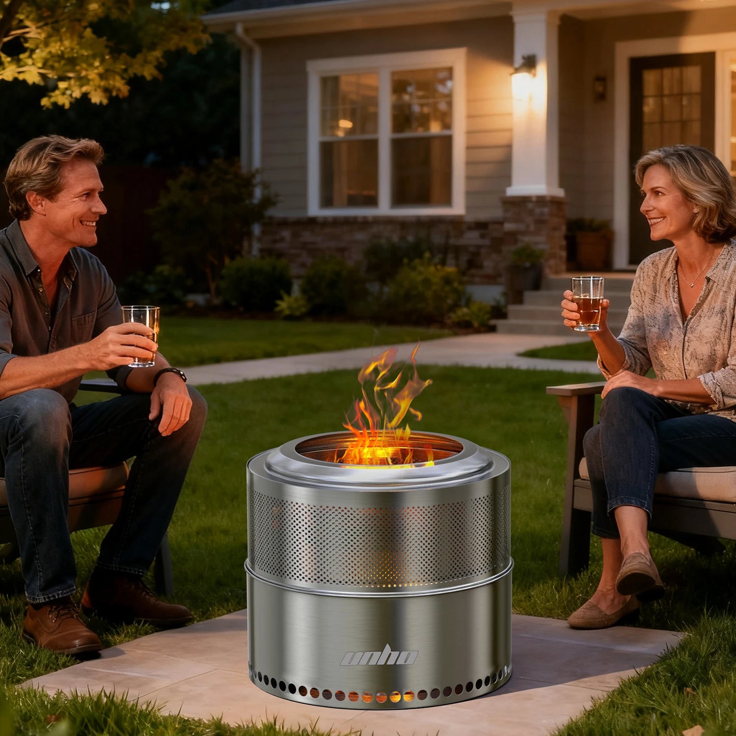 Wood Burning Firepit, Large Stainless Steel Smokeless Fire Pit with Carry Bag, Outdoor Camping Firewood Burner Stove