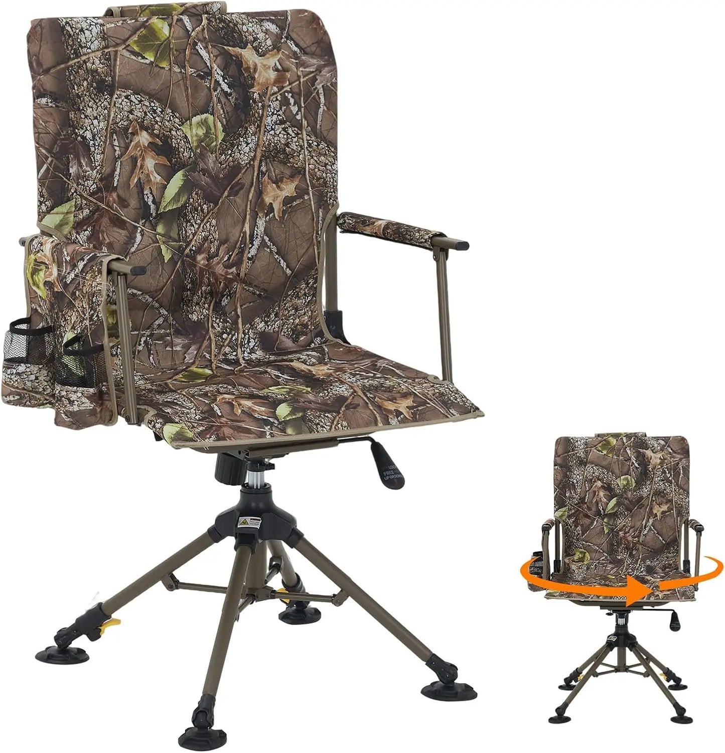 Hunting Chair 360 Degree Swivel Silent Folding Portable Blind Seat With 4 Adjustable Legs And Seat Height Anti Sink Feet Armrests Stable 330 Lbs Capacity