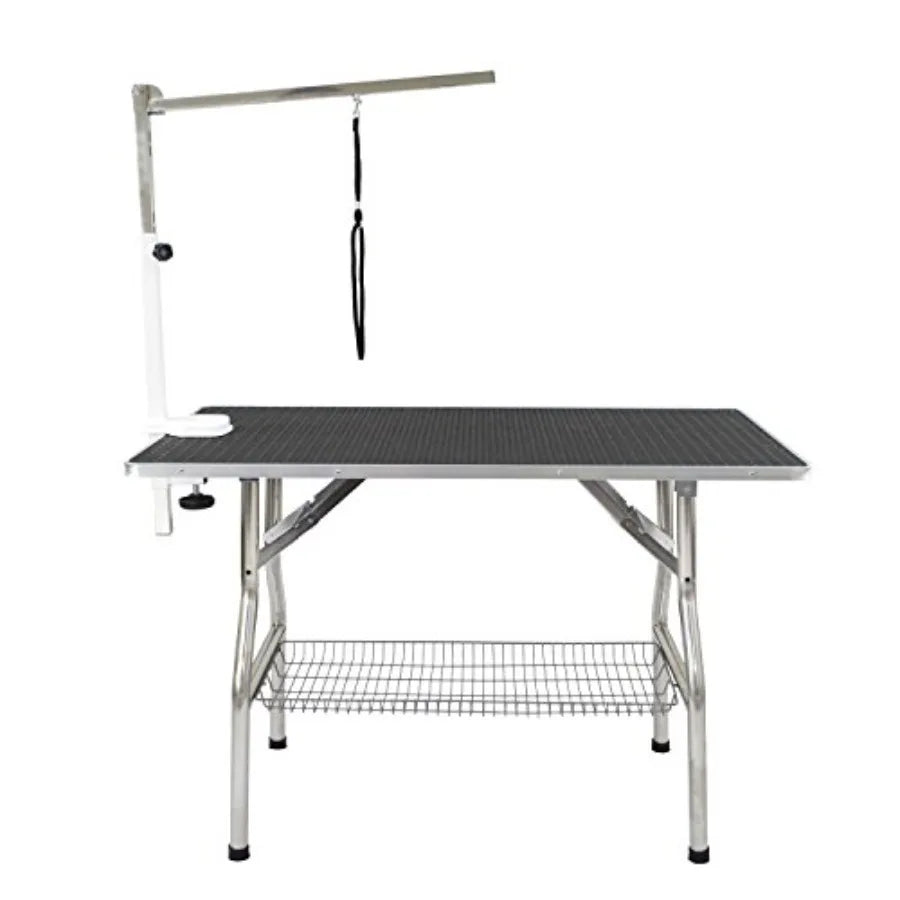 Foldable Dog Pet Grooming Table 32" Small Size Heavy Duty Stainless Steel Frame Black 32" x 21"