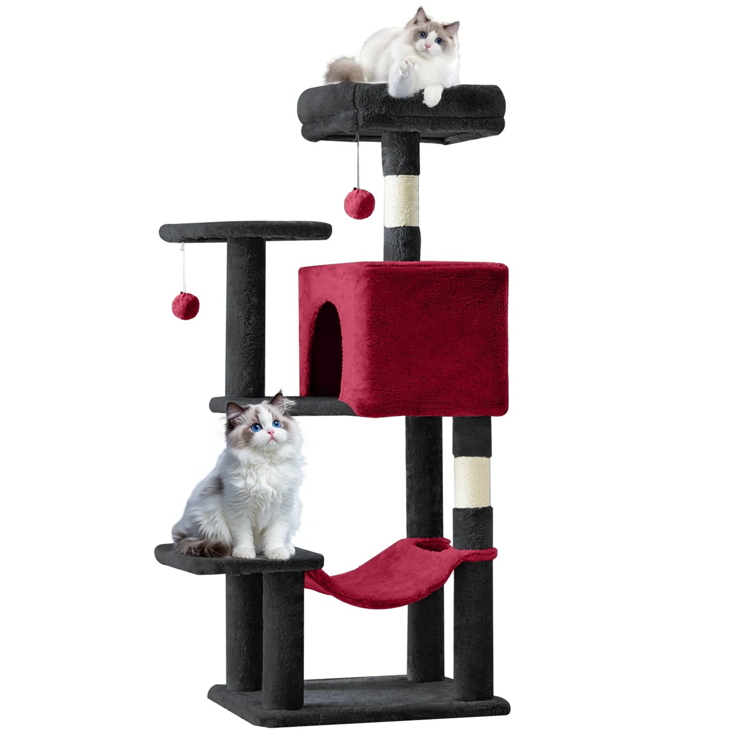 44IN Cat Tree Tower, Cat Climbing Tower with Natural Sisal Scratching Posts, Pet Condo for Indoor Cats and Kittens Play