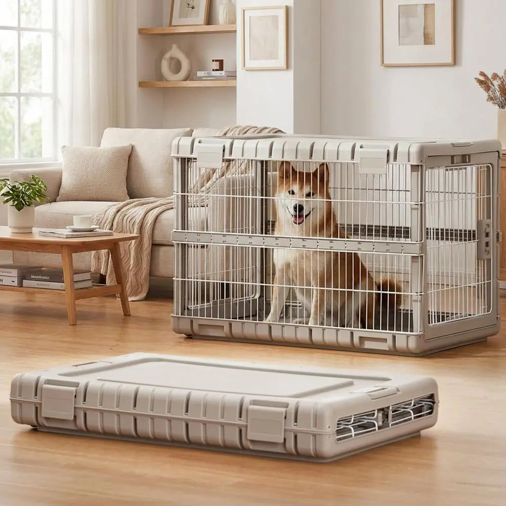 Collapsible Dog Crate or Large Dogs - 36" L Heavy Duty Dog Kennel No Tools Required with 4 Sides Steel Foldable Cage for Dogs