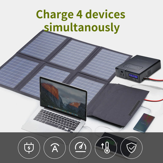 Solar Powerbank 41600mAh 200W Portable Powerstation with Solarpanel 60W, DC, USB, USB-C Output  for Camping Laptop Iphone