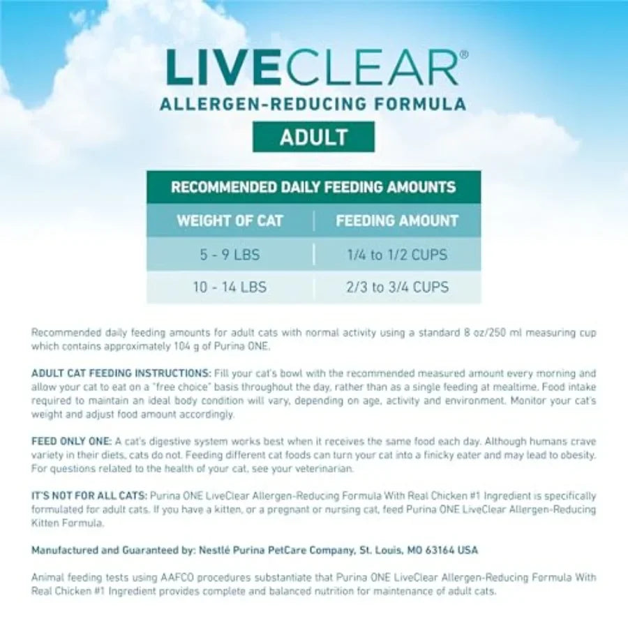 LiveClear Allergen-Reducing Cat Food Dry Formula with Real Chicken As The Number One Ingredient - 6.3 lb. Bag