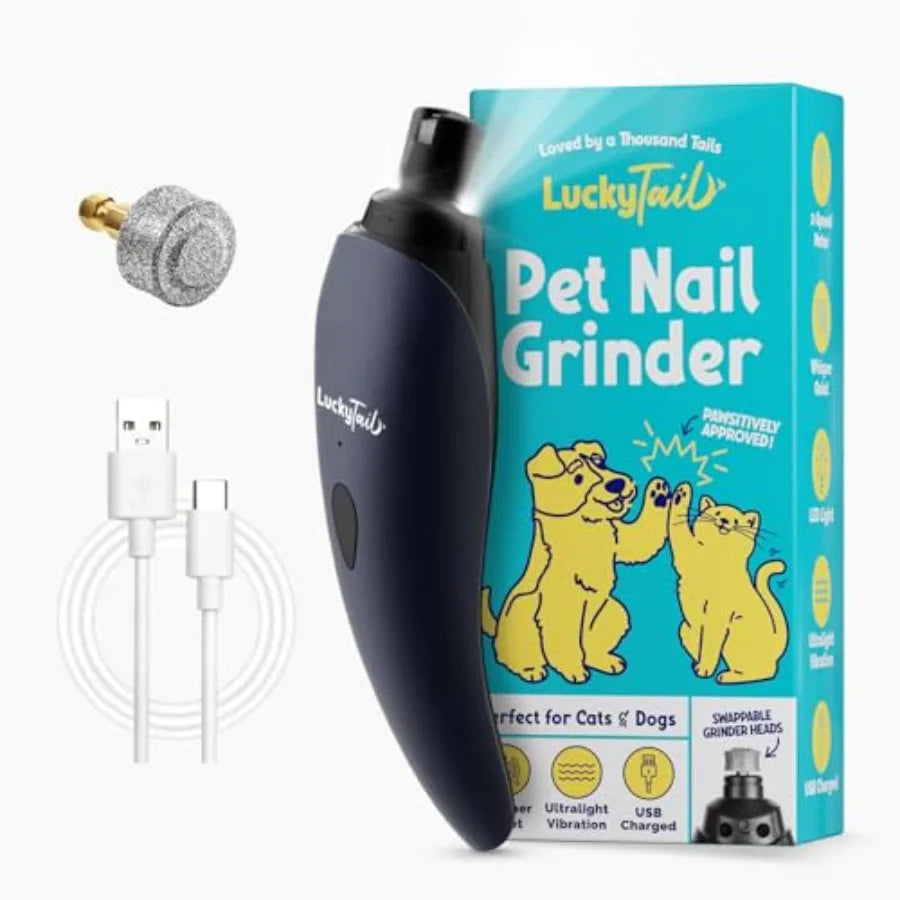 Pet Nail Grinder for Dogs and Cats - Super Quiet and Low Vibration Electric Dog Nail Grinder with 2 LED Lights - USB