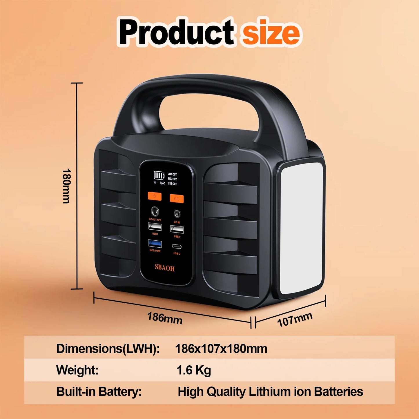 Portable Power Station, 155Wh 42000mAh Outdoor Solar Generator with 110V/150W (Peak 200W) AC Outlet and USB-C PD (30W) Port,Power