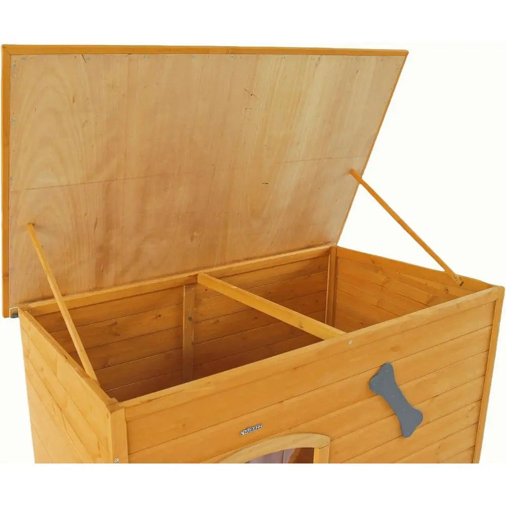Wooden Doghouse or Small, Medium, Large Dogs, Waterproo, Outdoor/Indoor Kennel,Puppy Shelter with Elevated loor (Natural, M)