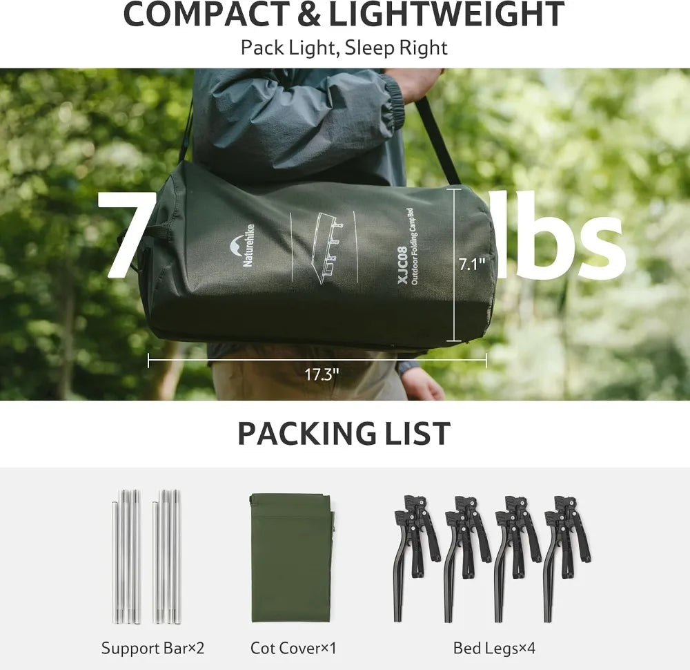 Extra Wide Camping Cot 29.5in, Folding Lightweight Bed for Adults, Portable Sleeping Cot for Outdoor Travel Backpacking