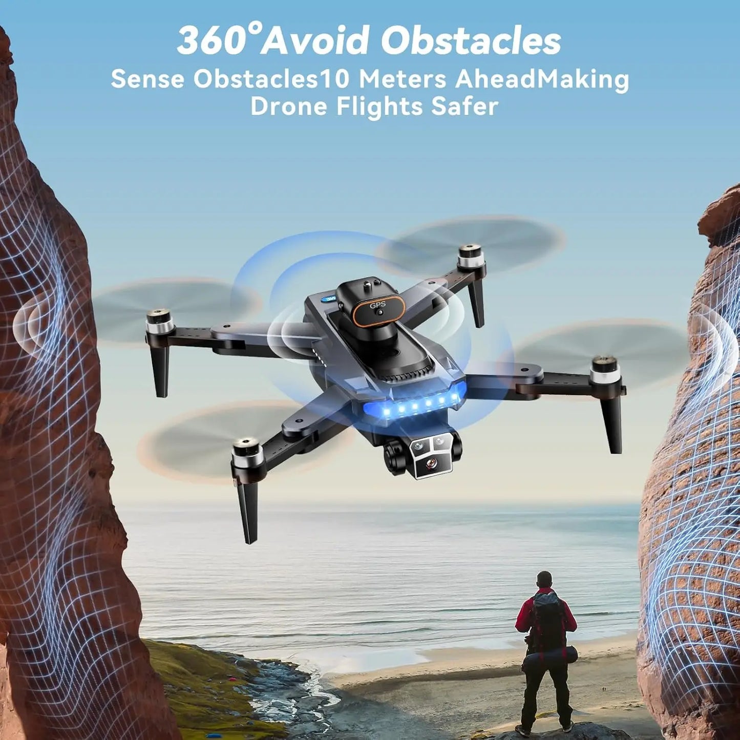 4K GPS Drone with Auto Return & Follow Me, Under 249g Foldable Quadcopter for Adults and Beginners (Age 14+, Black)