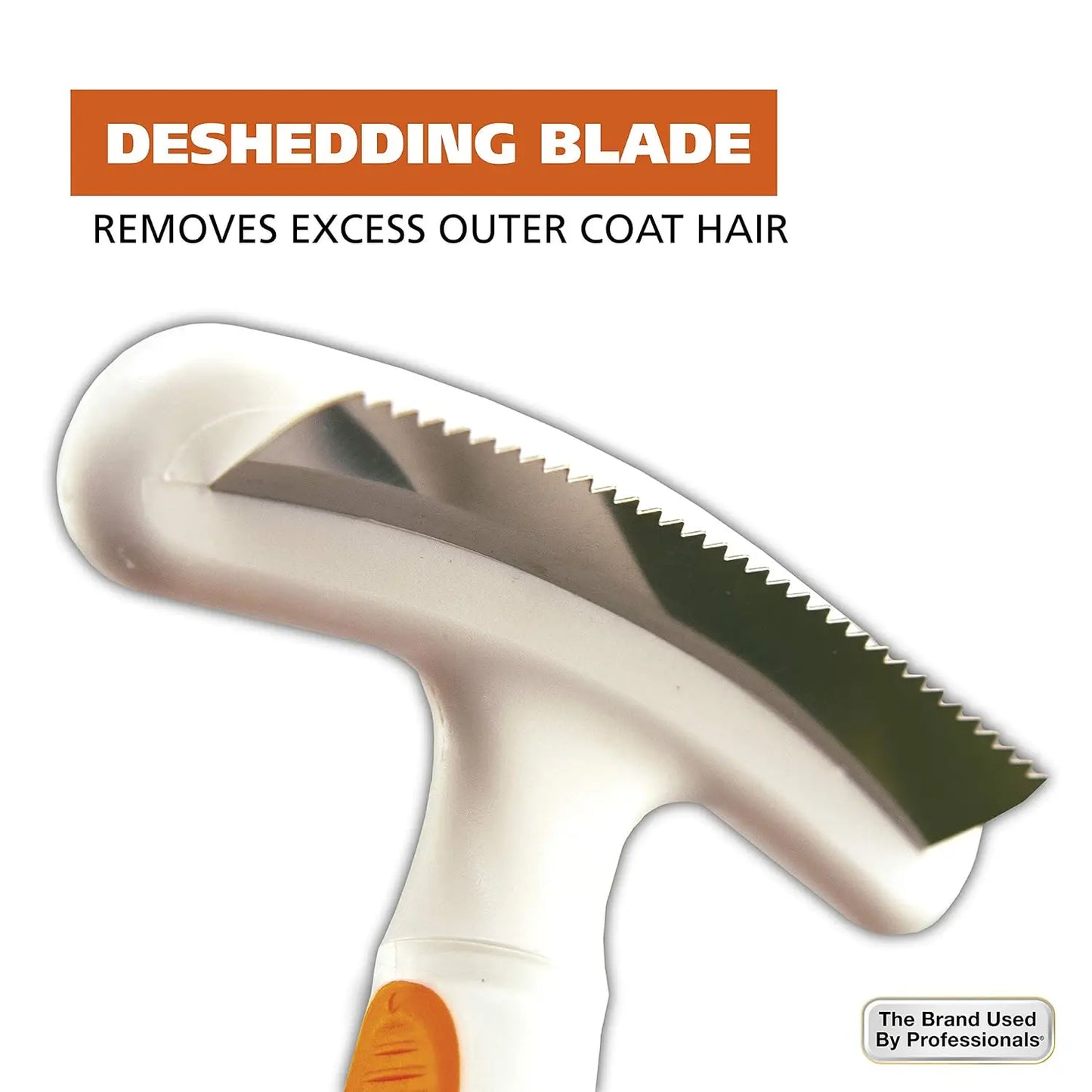 2-in-1 Double Row Pet Rake & Deshedding Blade for Dogs & Cats, Removes Loose Fur, Reduces Shedding, Ergonomic Grip