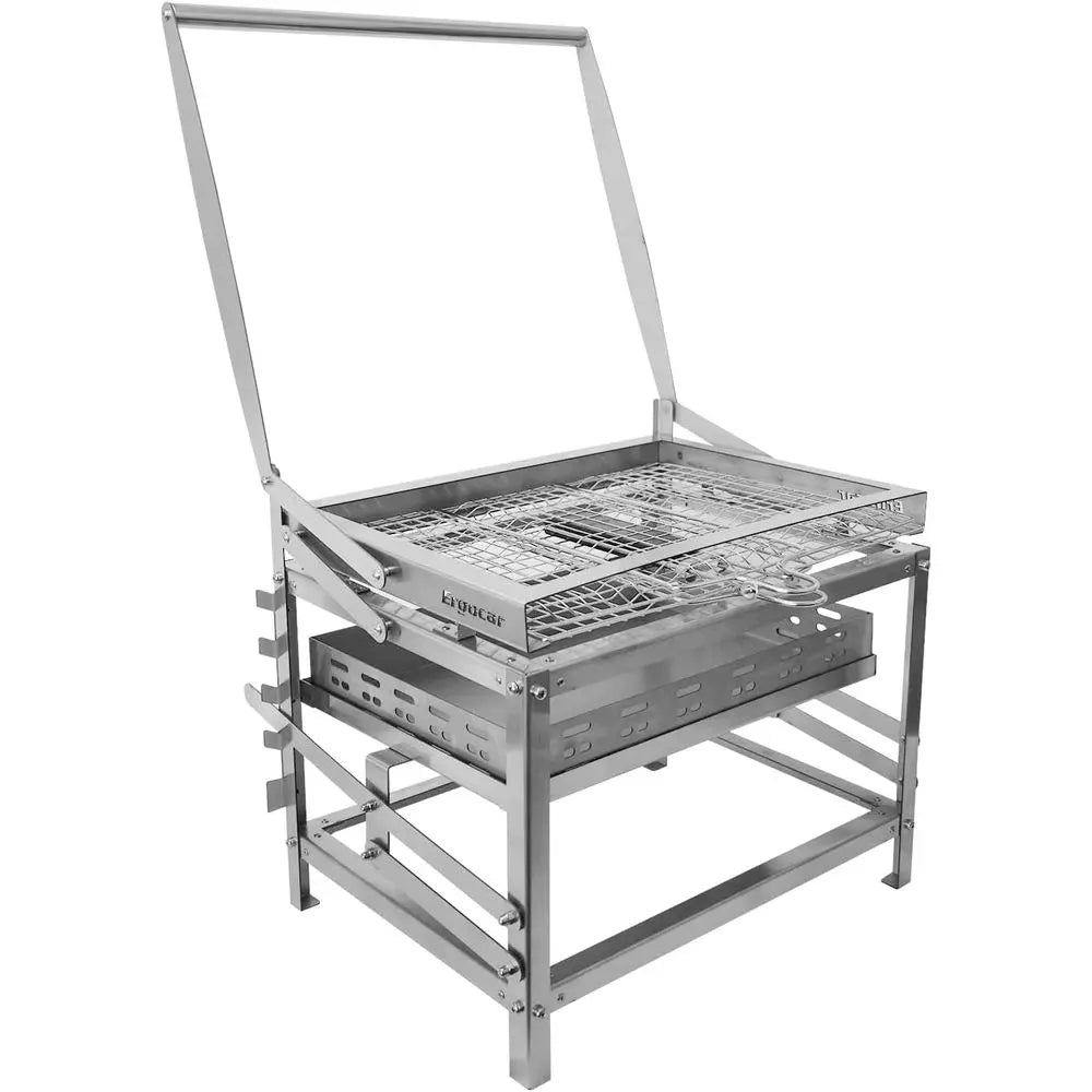 Portable Rotatable 4-Tier Adjustable Charcoal Grill Tray for Outdoor Smoking, Picnics, and Camping