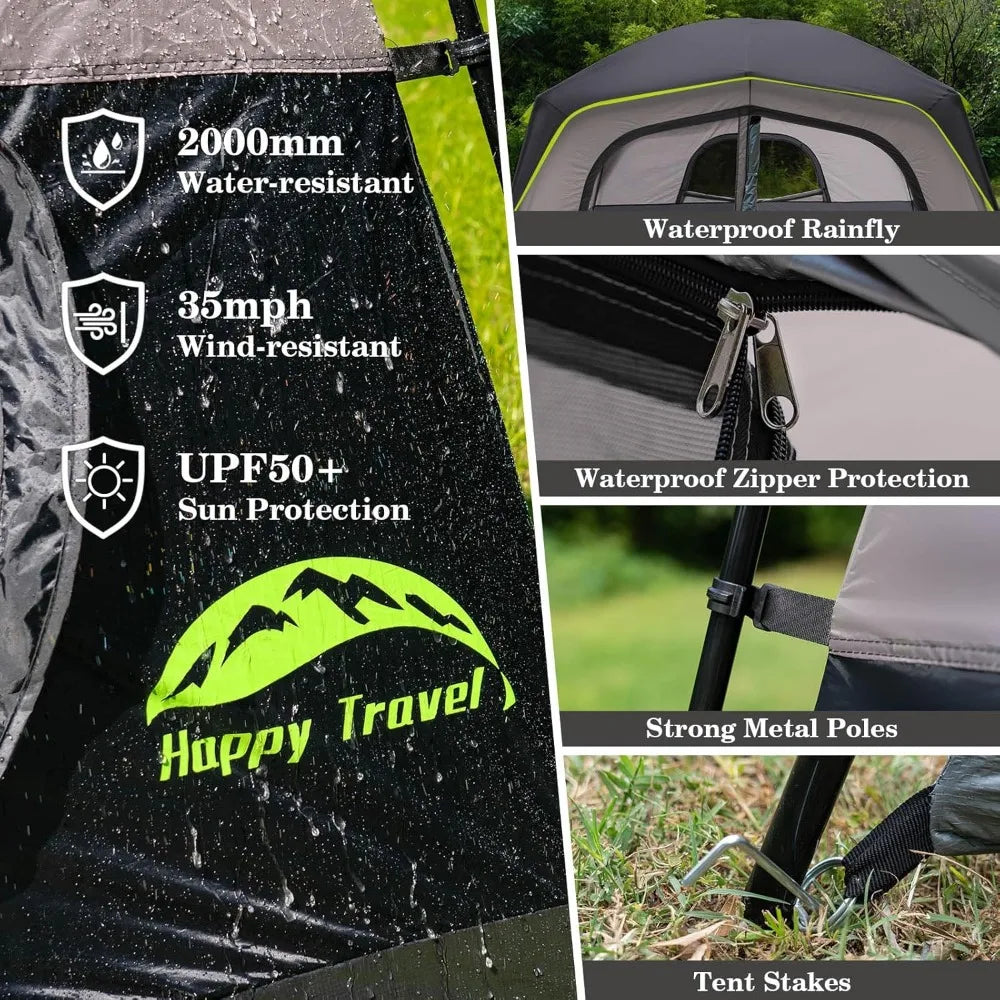 6 Person Waterproof Camping Tent, Easy Setup Family Cabin with Rainfly, Portable for Outdoor Adventures
