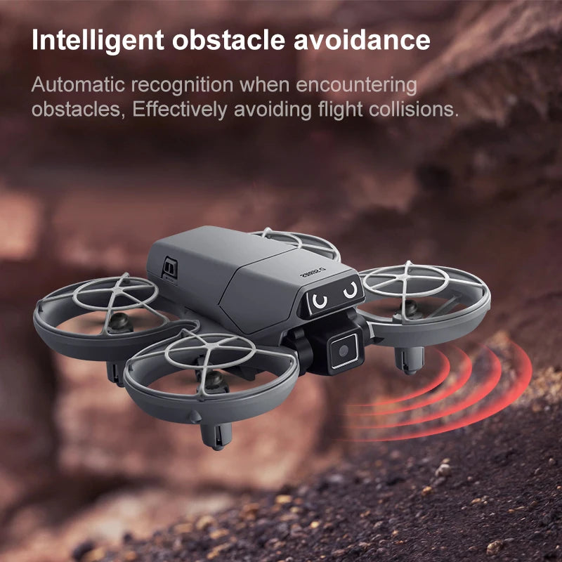 D36 Mini Drone with Screen Remote - Fully Enclosed Propellers, 4-Directional Obstacle Avoidance & LED Lights Safe Indoor Fly Toy