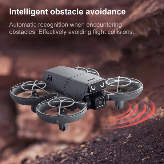 D36 Mini Drone with Screen Remote - Fully Enclosed Propellers, 4-Directional Obstacle Avoidance & LED Lights Safe Indoor Fly Toy