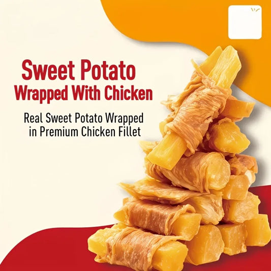 Pet Zero's Favorite Food Training Treats: Chicken Wrapped Sweet Potato and Duck Wrapped Sweet Potato