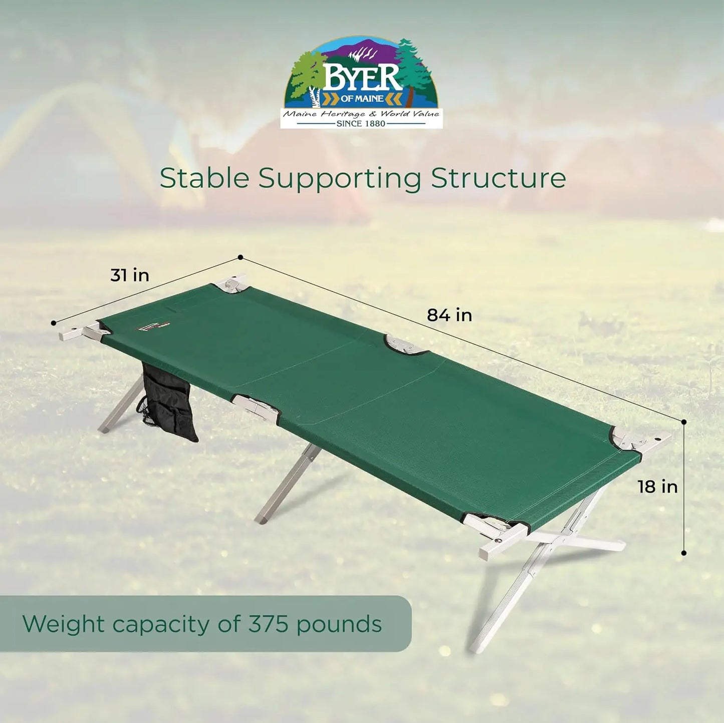 Folding Cot, Heavy Duty Camping Cot with Reinforced Aluminum/Steel Frame, Extra Large, Holds 375 Lbs, Portable Sleeping Cot for Camping, Guests, Emergency