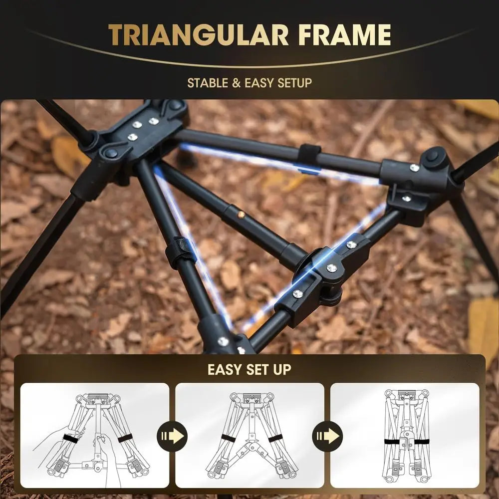 Ultralight Folding Camping Chair - Compact, Lightweight Portable Chair for Hiking, Mountaineering, and Beach (Black, 1 Pack)