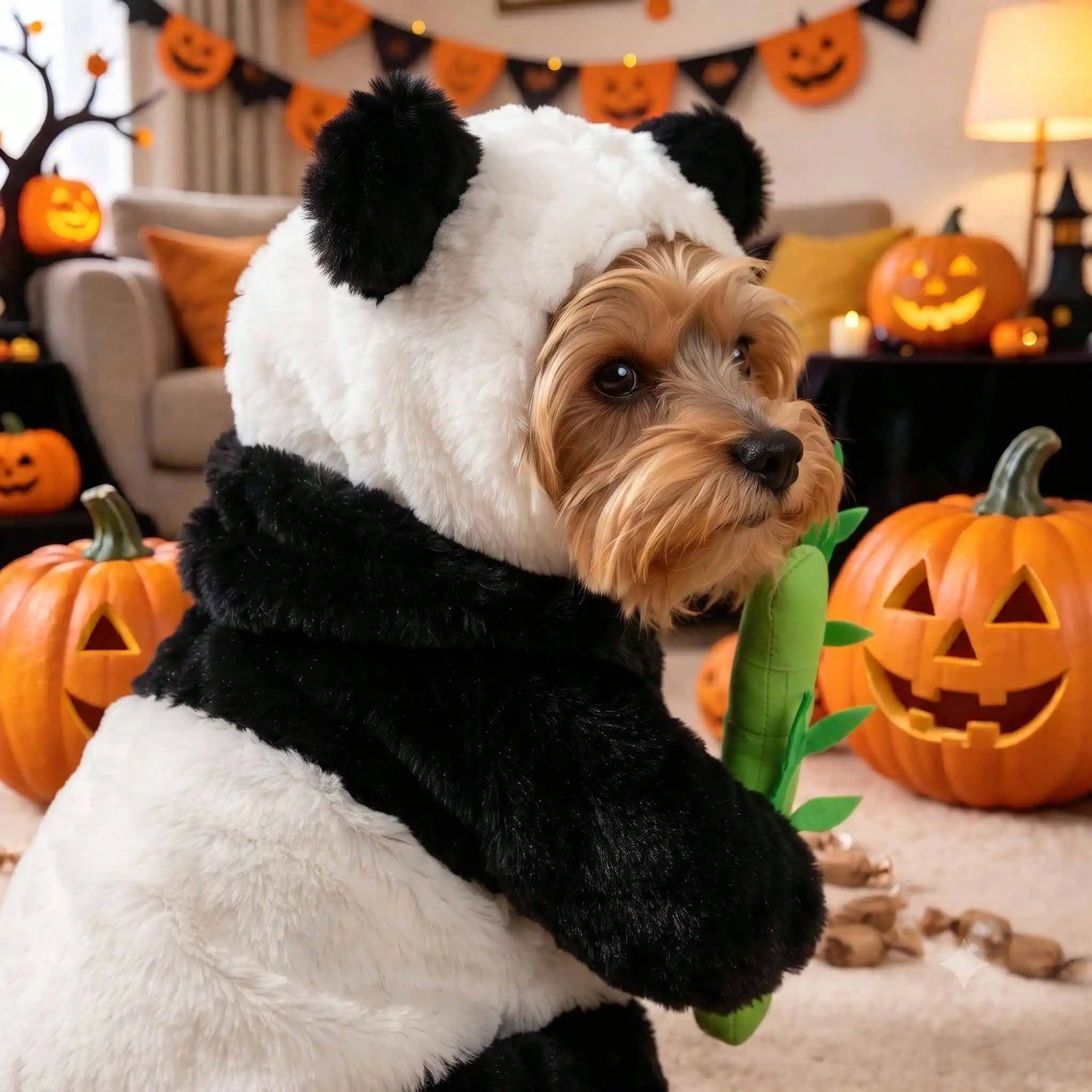 Halloween Cute Dog Panda Transformation Costume Set, With A Complete Panda Head Mask, Fun Cosplay Outfit