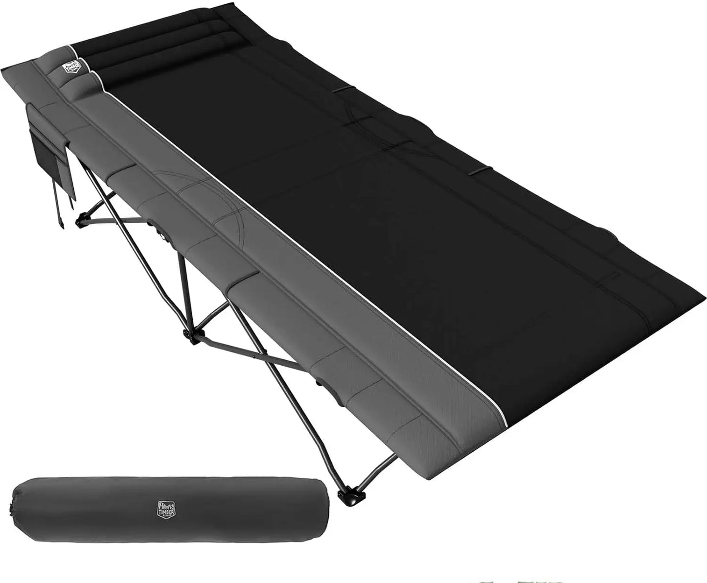 Extra Wide Heavy Duty Camping Cot for Adults, 32.5in Oversized Sleeping Cot with Carry Bag, Easy Set Up, Supports 450lbs, Black