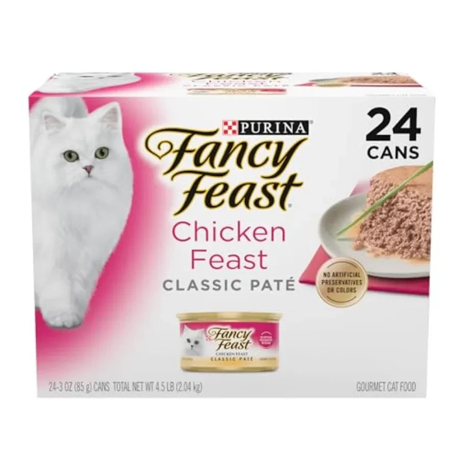 Chicken Feast Classic Pate Collection Grain-Free Wet Cat Food Multi-Pack - Pack of 24, 3 oz. Pull-Top Cans
