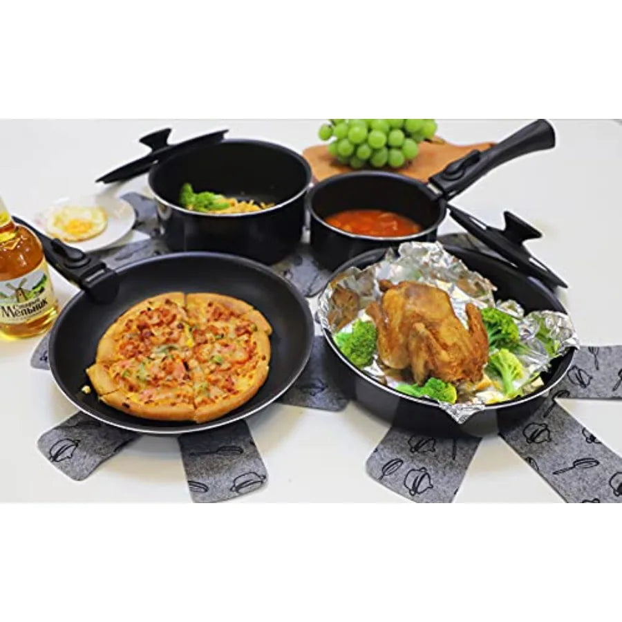 16 Pieces Kitchen Removable Handle Cookware Sets, Stackable Pots and Pans Set Nonstick for Induction, Gas, RVs, Camping Space Saving