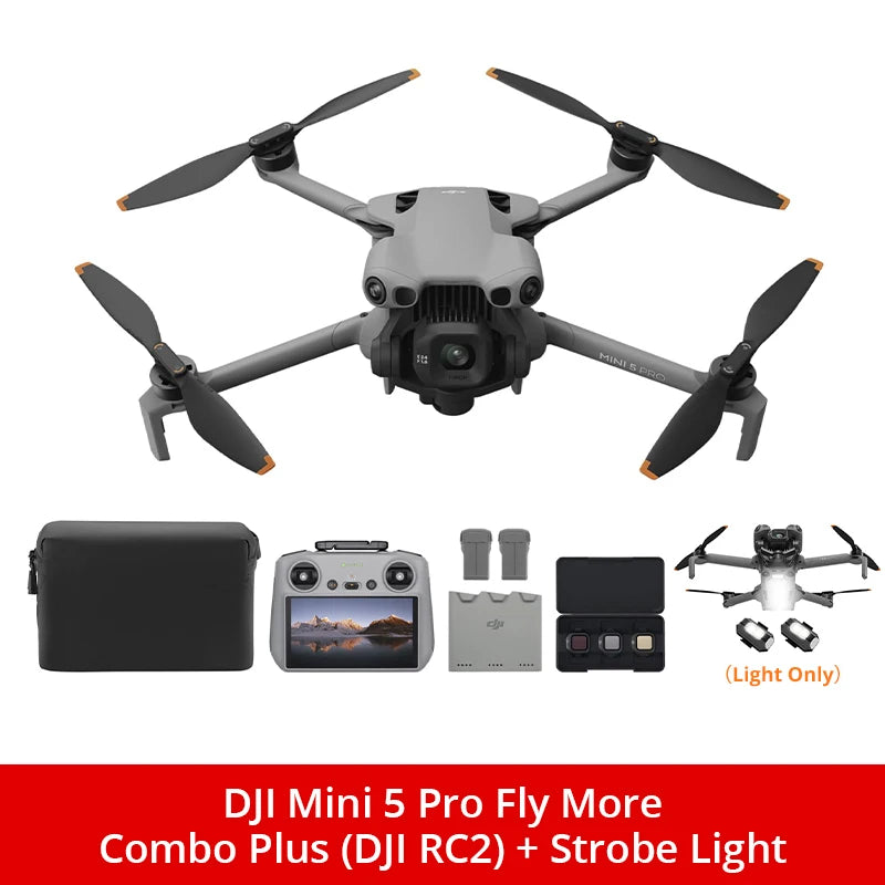 Mini 5 Pro Fly More Combo Plus FPV Drone With Camera Strobe Light & Charger & Cleaning Kit Mini Drones 4k Professional Omnidirectional Obstacle Sensing ActiveTrack