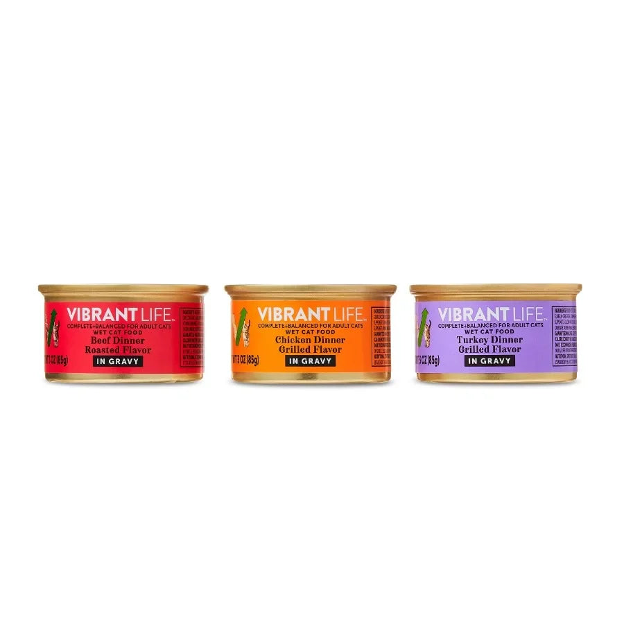 Variety Pack Grilled and Roasted Flavor in Gravy Wet Cat Food, 3 oz Cans, 30 Count