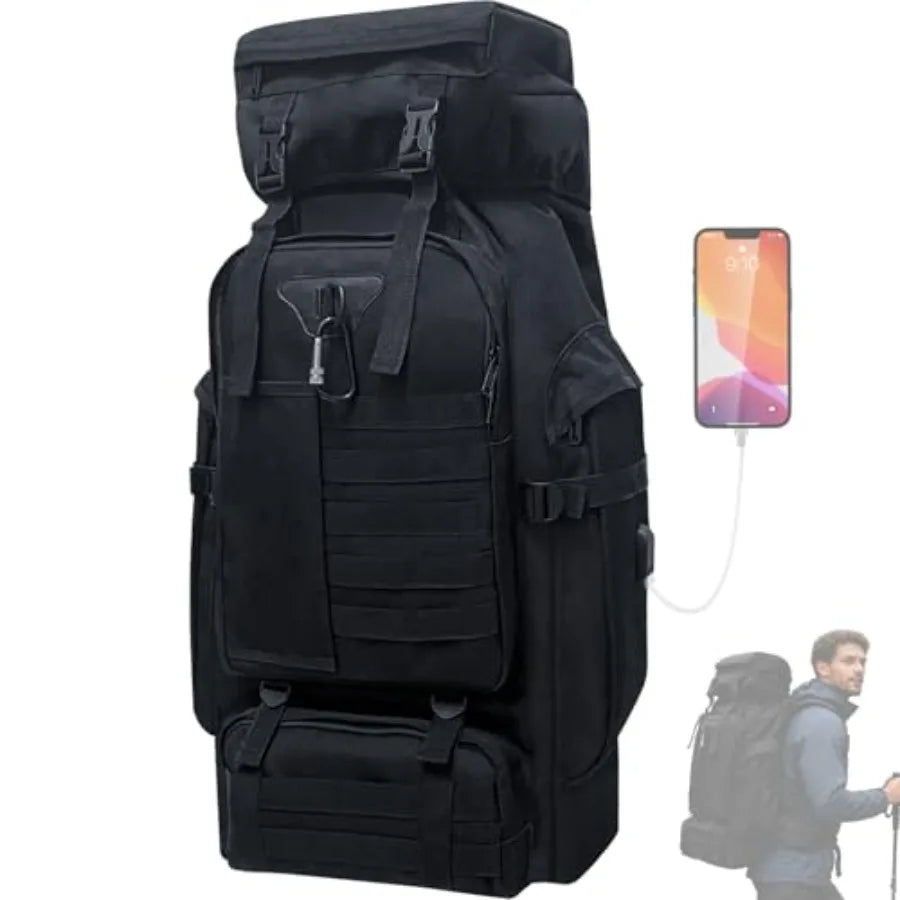 Hiking Backpack, 100L Large Camping Backpack, Expandable Waterproof MOLLE Rucksack, Outdoor Sport Travel Daypack Military Tactical