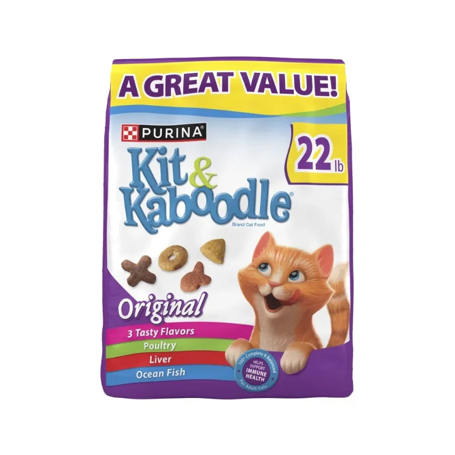 Kit and Kaboodle Dry Cat Food Original Poultry, Liver and Ocean Fish Flavors, 22 lb. Bag