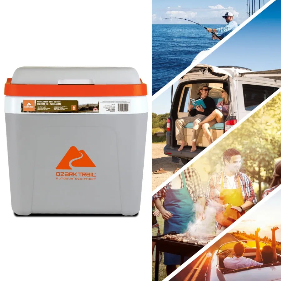 Ice Chest, 25L 26 QT Cooler for Outdoor Camping and Tailgating, Rotomolded Polyethylene, Black, Crush-Proof