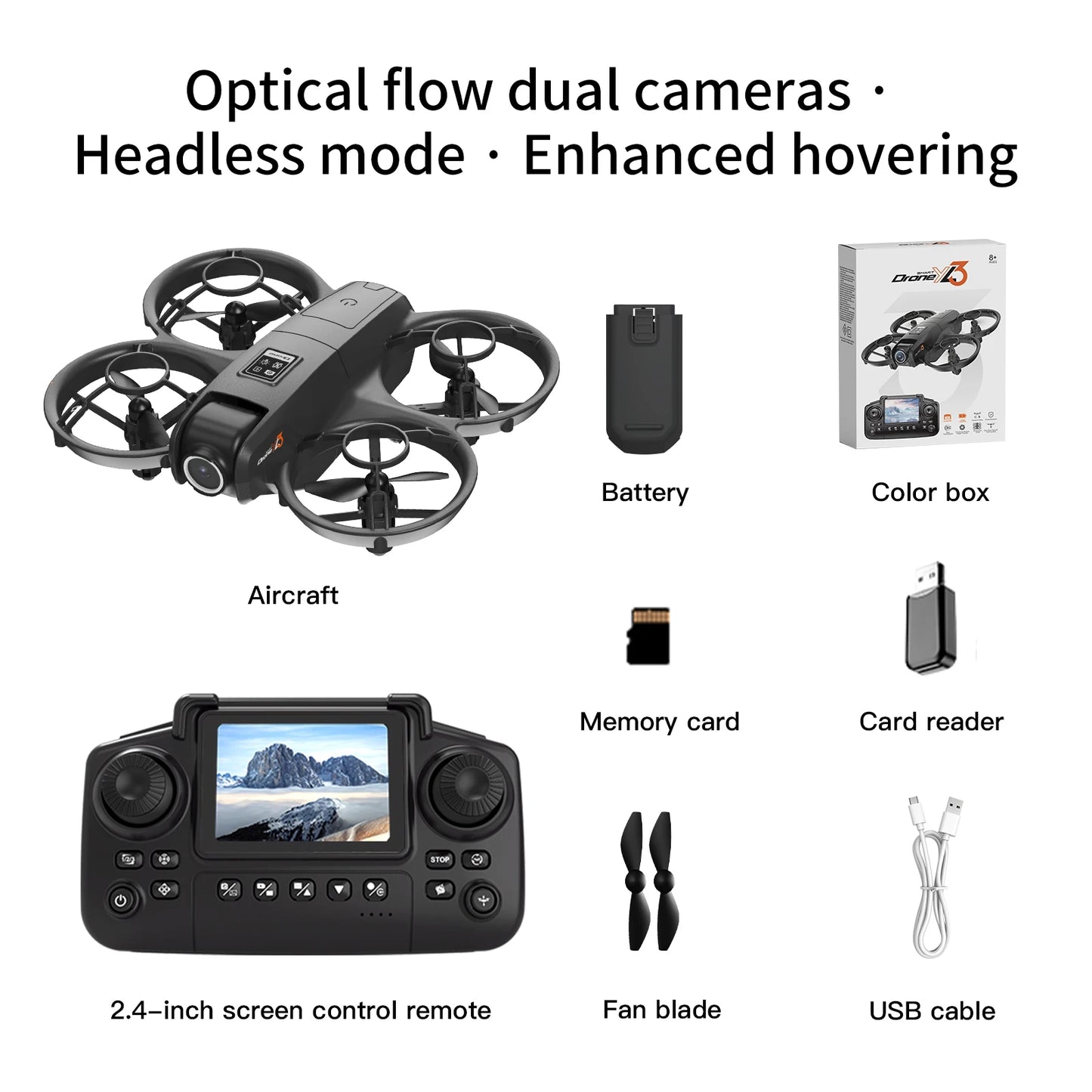 Portable Drone Dual Camera Aerial PLY3 Portable Drone Dual Camera Aerial Photography 2.4 Inch Screen Remote Control WIFI Image Transmissiohotography 2.4 Inch Screen Remote Control WIFI Image Transmission Optical Flow Hove