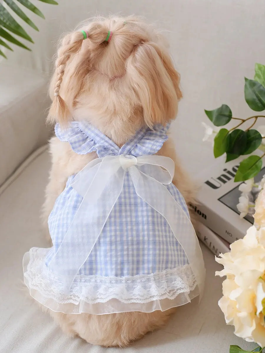 Valentine's Day 1pc Heart Print Bow Decor Pet Dress For Dog For Summer