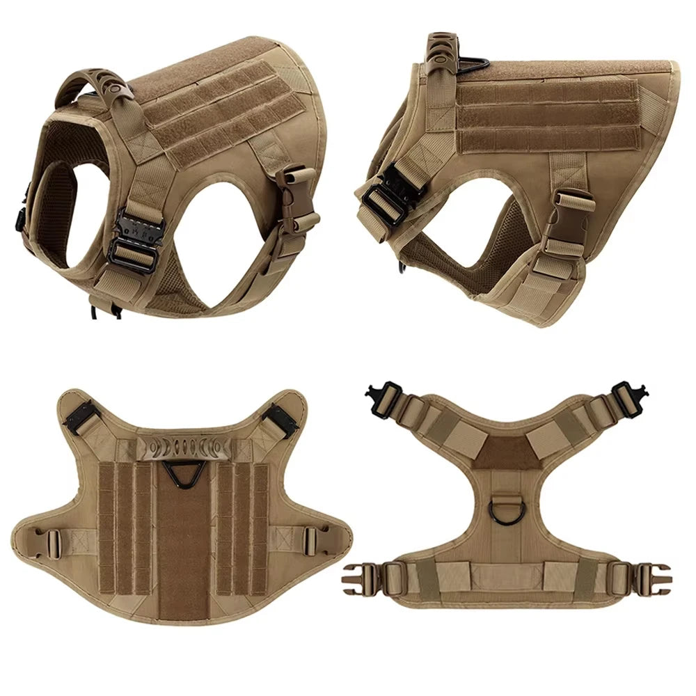 Tactical Dog Harness Collar And Leash Set Adjustable Training Walking Vest For Medium Large Dogs German Shepherd Malinois Outdoor Use