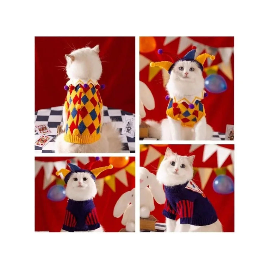 【New style】Cat Sweater With Hat Halloween Costume For Small Dog Kitten Funny Clothes Outfit For Rabbit Pets Birthday Party Christmas
