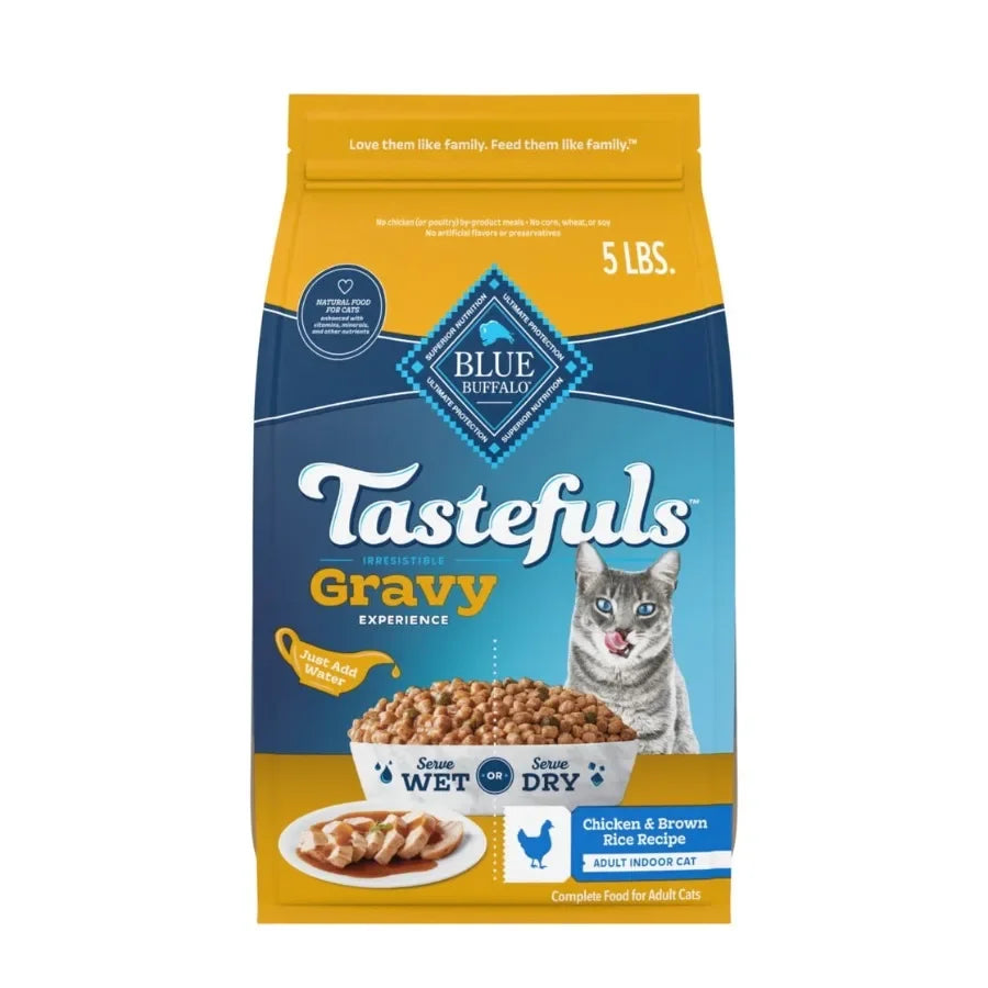 Tastefuls Irresistible Gravy Indoor Adult Dry Cat Food, Chicken, 5lb Bag