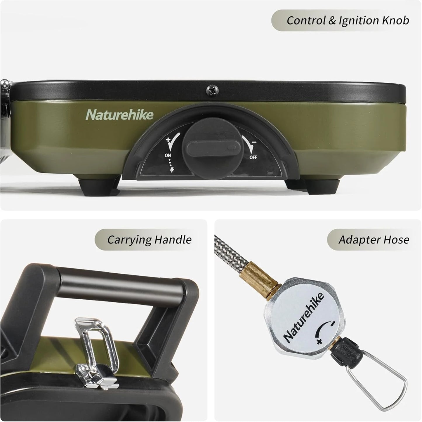 Folding Double Fire Gas Stove Portable Camping Isobutane Gas Stove with 16000 BTU Adjustable Burners Piezo Ignition