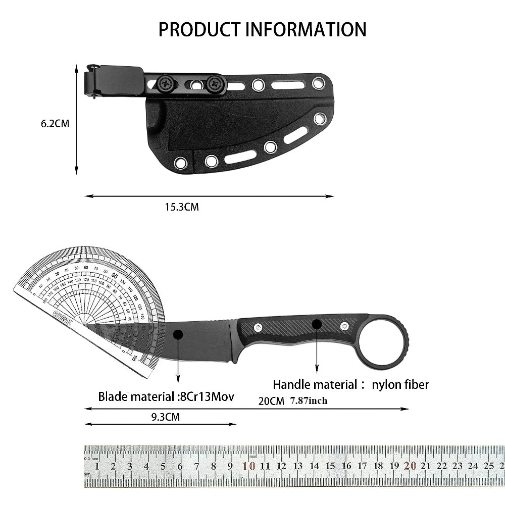 Sheathed Fixed Blade Made of 8Cr13Mov Steel A Nylon Fiber Handle and Is Lightweight and Durable Suitable for Camping Fishing