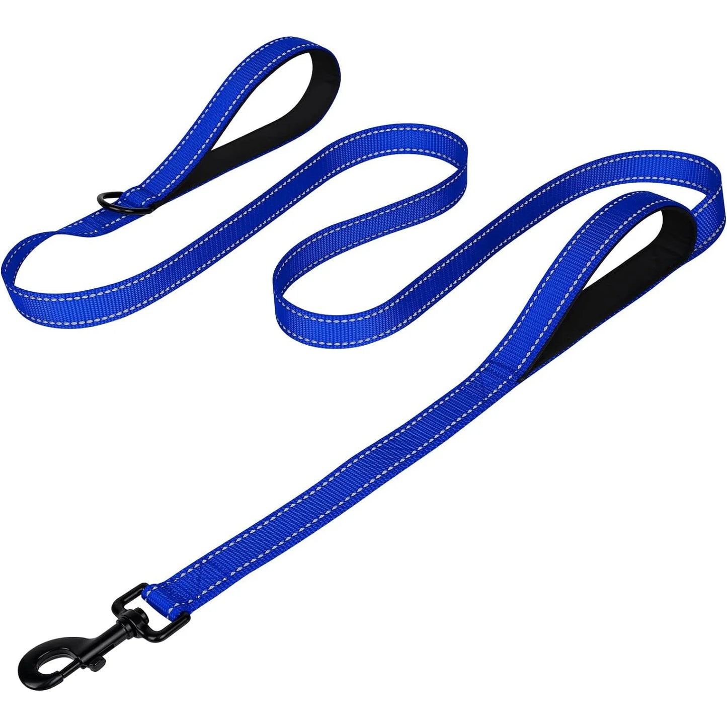 Heavy Duty Double Handle Dog Leash with Reflective Strips for Night Safety - Ideal for Large and Extra Large Breeds