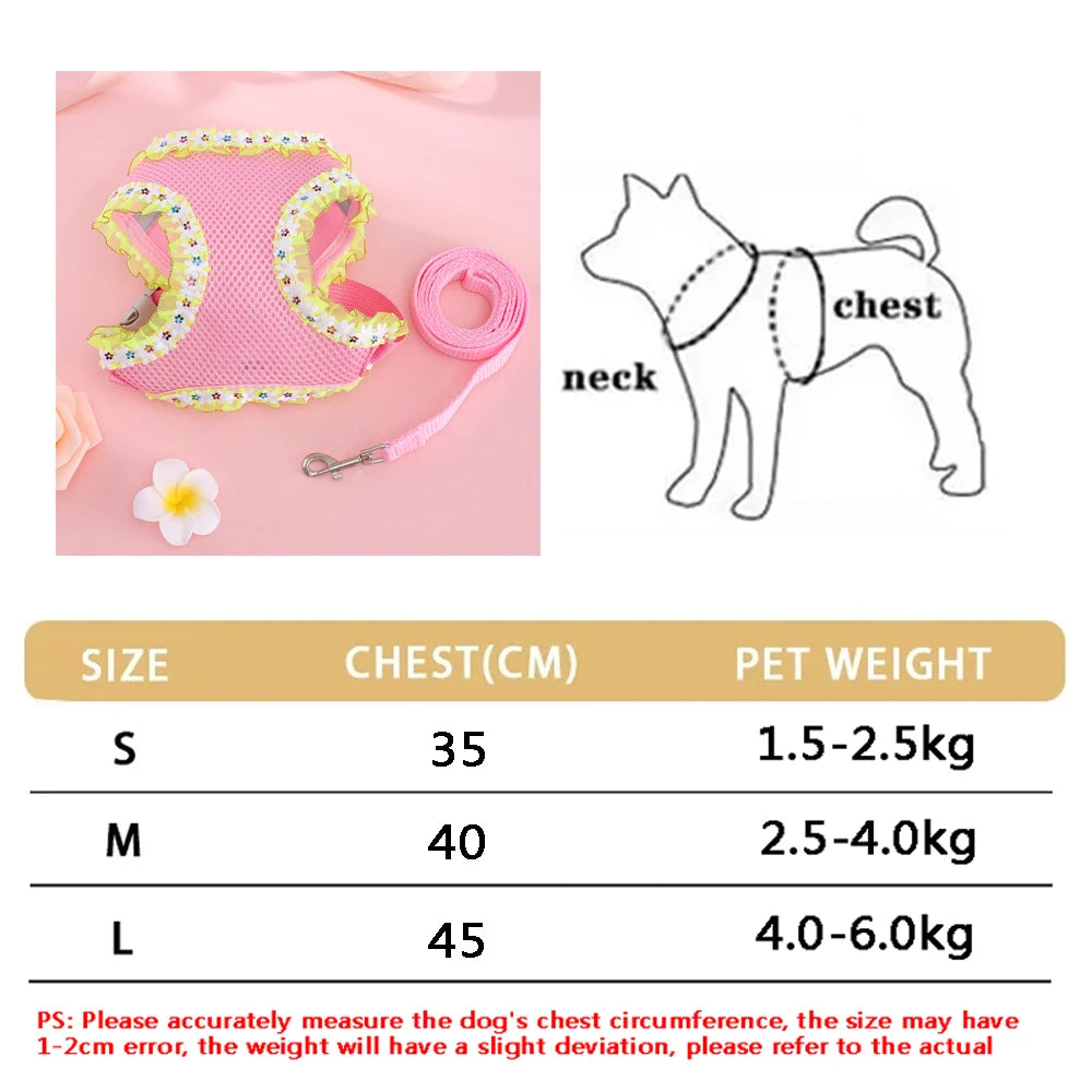 New Breathable Cute Cat Harness Set Butterfly Small Dog Harness Set Walk Outdoors Puppy Chest Vest Leash Accessories