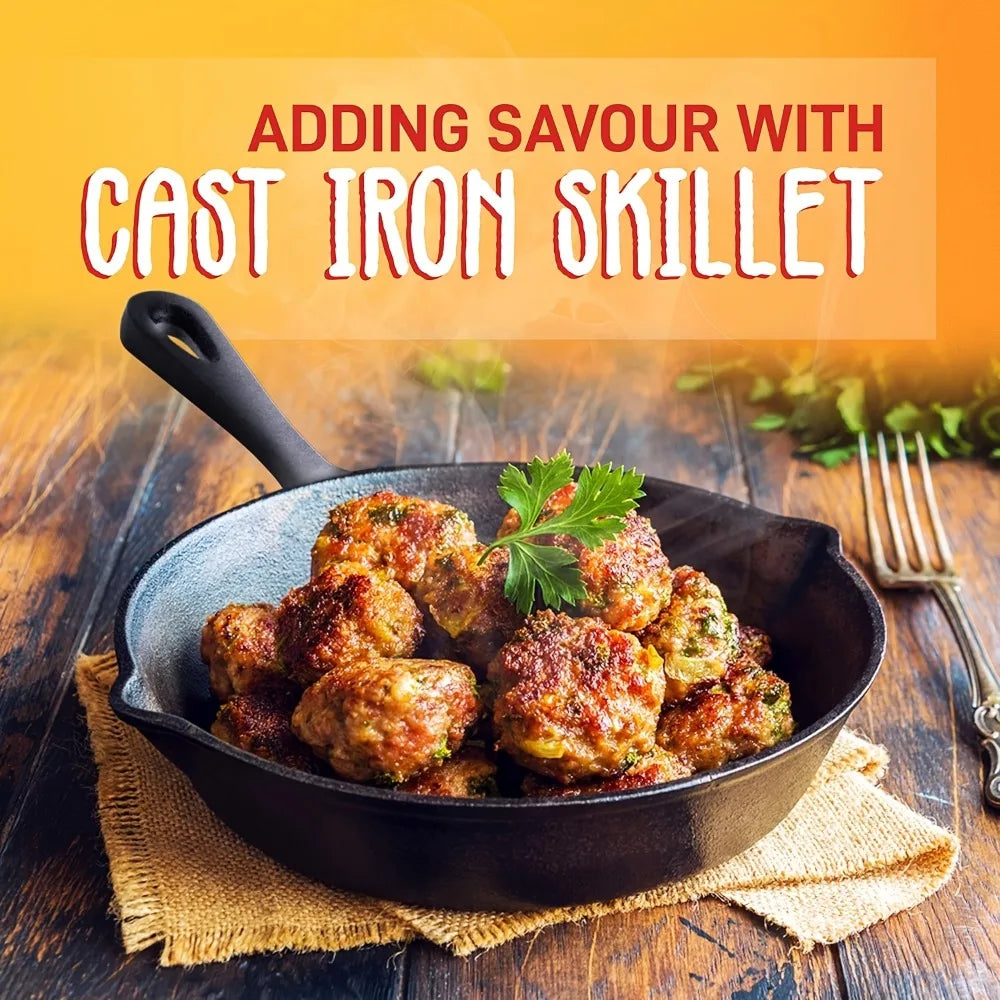 3 PCS Cast Iron Skillet Set (6/8/10 Inch)  Pre-Seasoned, Heavy-Duty Pans for Oven, Grill & Campfire, Even Heat, Non-Stick Surface