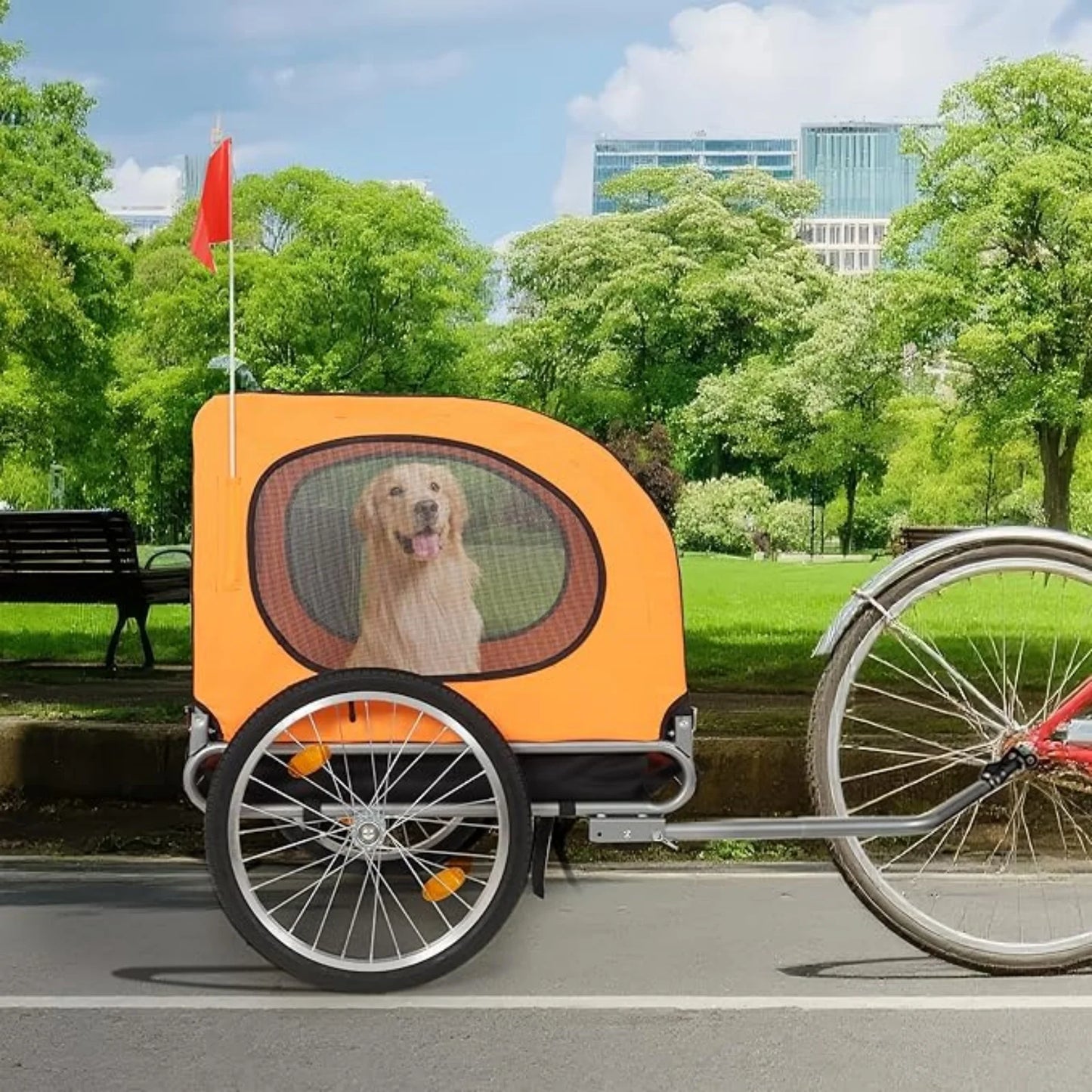 Universal Bike Trailer for Medium & Large Dogs - 88Lbs Capacity Convertible Pet Carrier with 19" Air Tires for Bicycle & Jogger