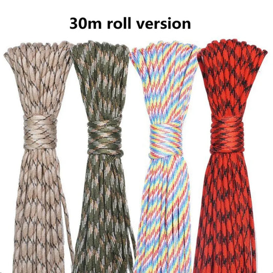 5M/15M/30M 7-Core 550 Paracord 4mm Parachute Cord Outdoor Camping Survival Rope Kit Umbrella Tent Lanyard Strap Clothesline